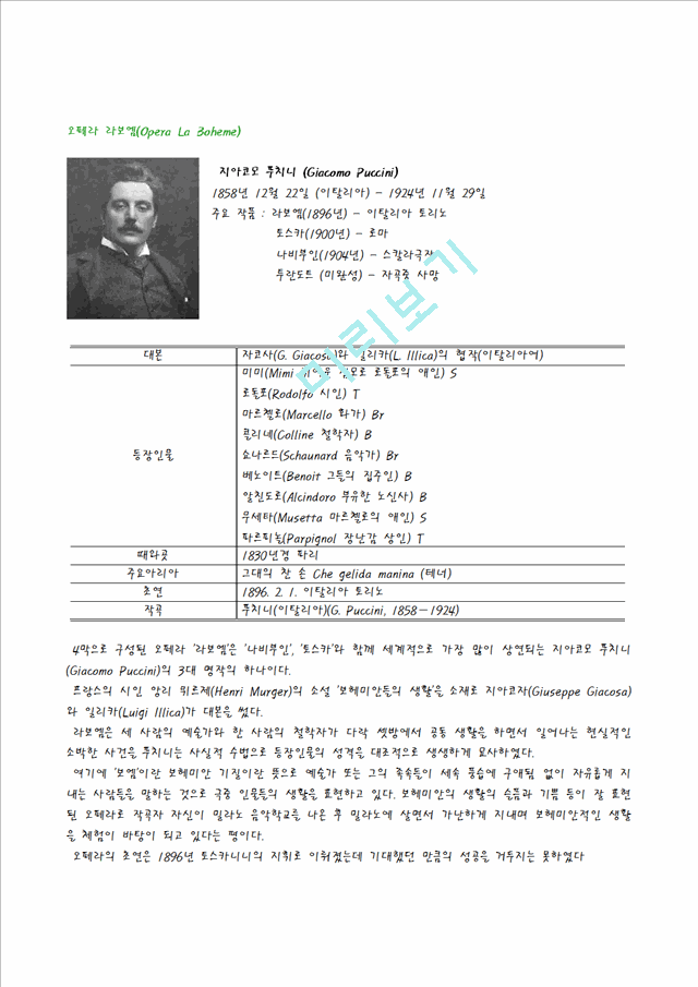 [독후감,감상문] [오페라 감상문] 오페라 `라보엠`을 보고.hwp